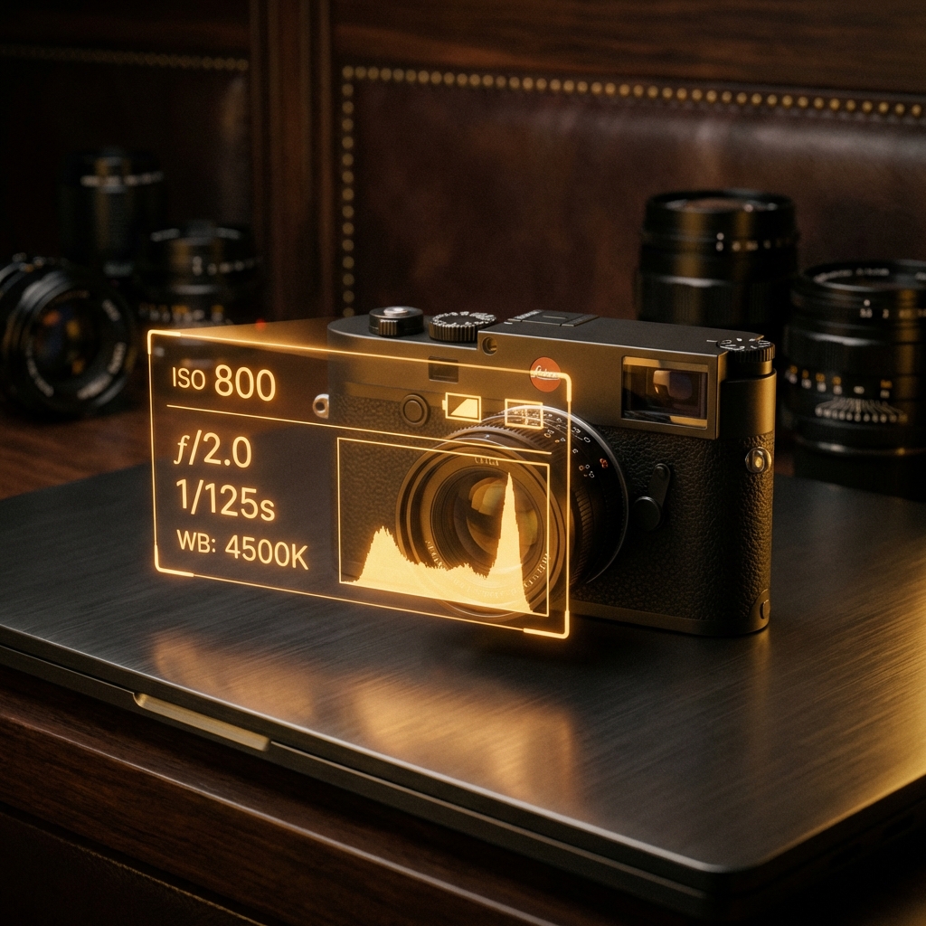 AI photography assistant helpmefoto bot interface showing help with photo settings and lighting tips